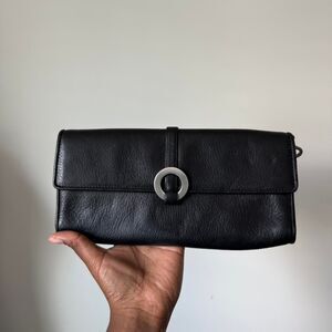 Black leather clutch bag Ann Taylor